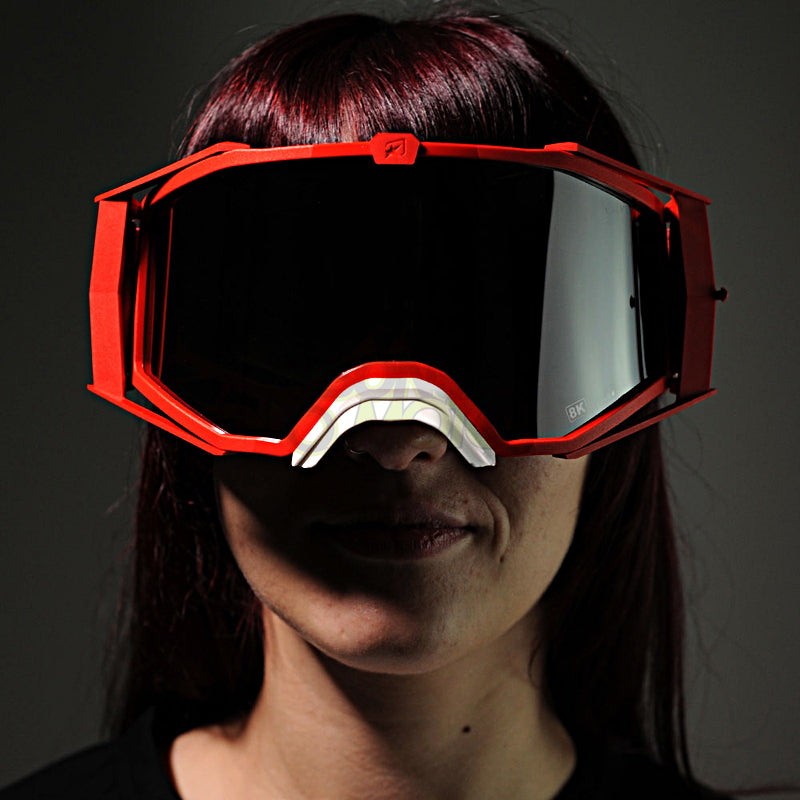 8K【アジアンフィット】トップ ゴーグル ライトスモークミラーシングルレンズ 眼鏡対応 Red/Red グラデーション ariete(アリエテ)