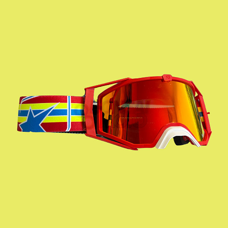 8K【アジアンフィット】トップ ゴーグル レッドミラーシングルレンズ 眼鏡対応 Red/Yellow/Blue ariete(アリエテ)