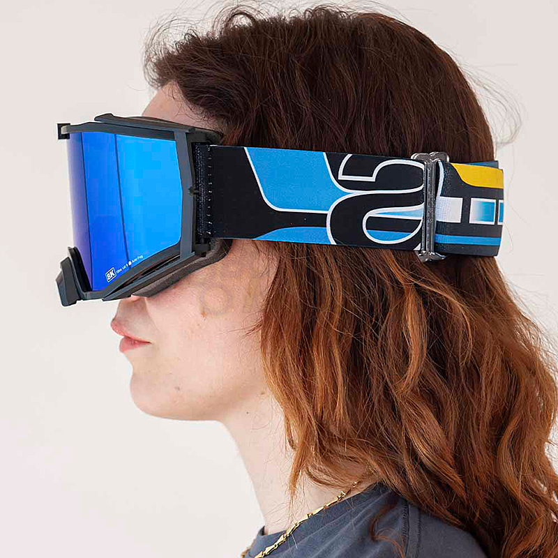 8K【ユーロフィット】ゴーグル ブルーミラーシングルレンズ 眼鏡対応 Black/Blue ariete(アリエテ)