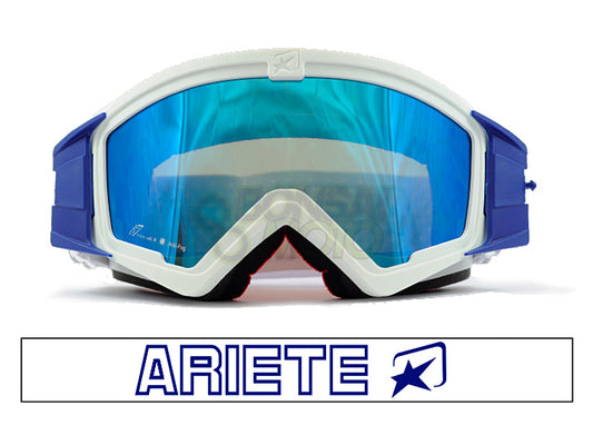 マッドマックス ミラー [ユーロフィット] 眼鏡対応オフロードゴーグル White/Blue ariete(アリエテ)
