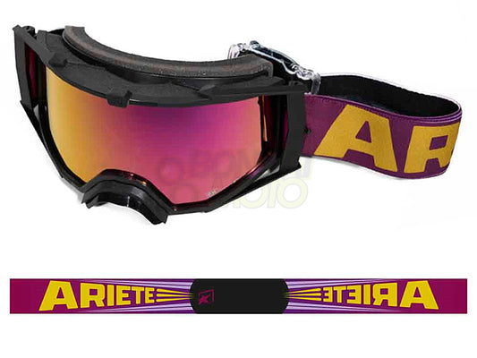 8K【アジアンフィット】ゴーグル クリアシングルレンズ 眼鏡対応 Black/Purple/Mustard ariete(アリエテ)
