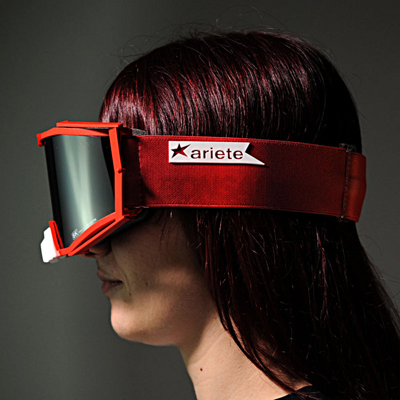 8K【アジアンフィット】トップ ゴーグル ライトスモークミラーシングルレンズ 眼鏡対応 Red/Red グラデーション ariete(アリエテ)