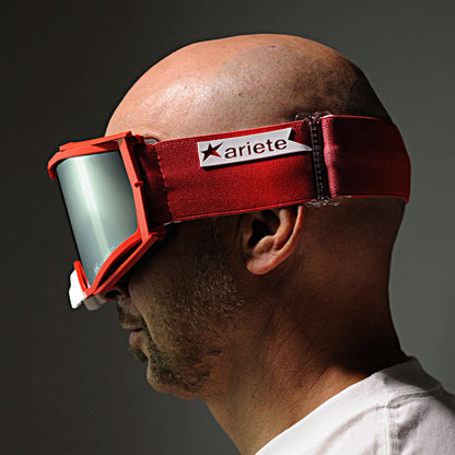 8K【ユーロフィット】トップ ゴーグル ライトスモークミラーシングルレンズ 眼鏡対応 Red/Red グラデーション ariete(アリエテ)