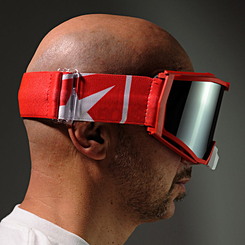 8K【ユーロフィット】トップ ゴーグル ライトスモークミラーシングルレンズ 眼鏡対応 Red/Red グラデーション ariete(アリエテ)