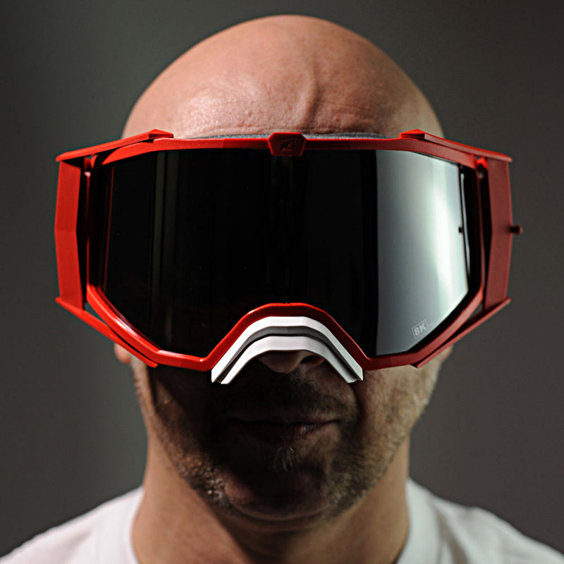 8K【アジアンフィット】トップ ゴーグル ライトスモークミラーシングルレンズ 眼鏡対応 Red/Red グラデーション ariete(アリエテ)