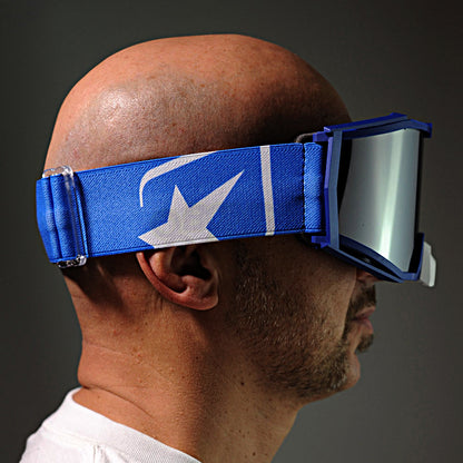 8K【アジアンフィット】トップ ゴーグル ライトスモークミラーシングルレンズ 眼鏡対応 Blue/Blue グラデーション ariete(アリエテ)