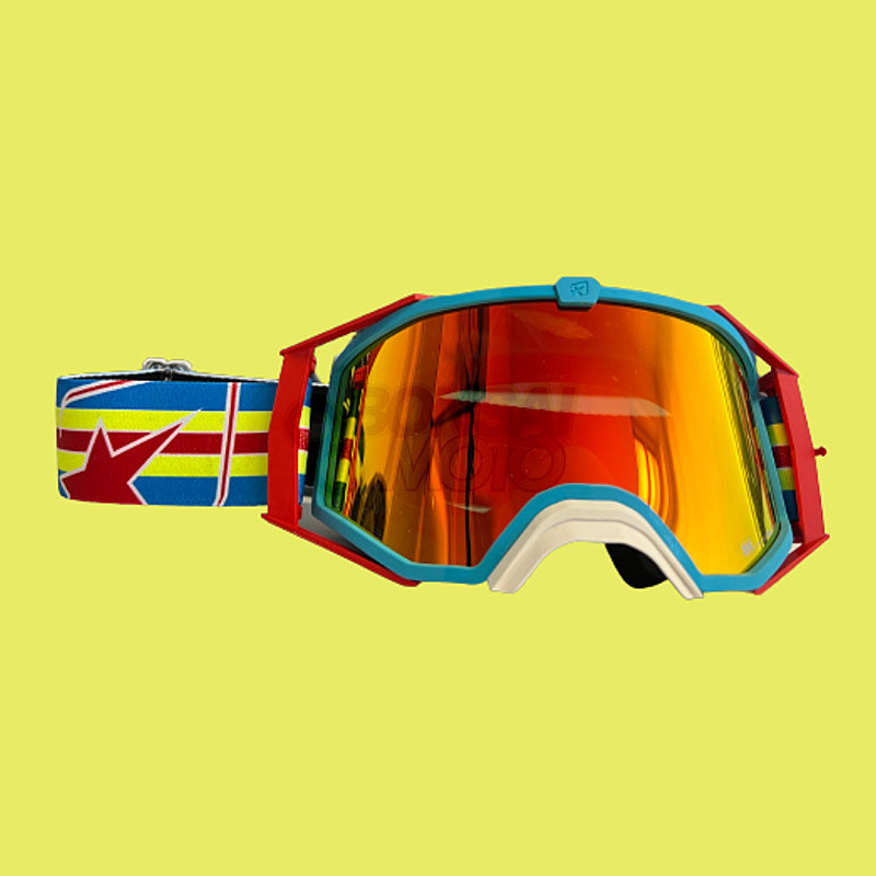 8K【ユーロフィット】トップ ゴーグル レッドミラーシングルレンズ 眼鏡対応 Blue/Red/Yellow ariete(アリエテ)