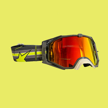 8K【アジアンフィット】トップ ゴーグル レッドミラーシングルレンズ 眼鏡対応 Grey/Black/Yellow ariete(アリエテ)