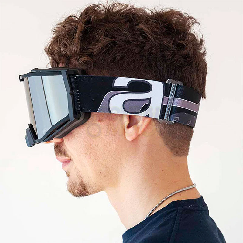 8K【アジアンフィット】トップ ゴーグル シルバークロームミラーシングルレンズ 眼鏡対応 Black/Gray ariete(アリエテ)