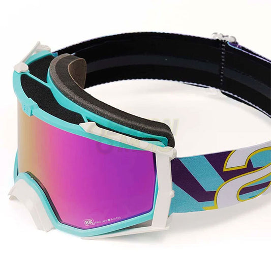 8K【アジアンフィット】トップ ゴーグル パープルミラーシングルレンズ 眼鏡対応 Aqua/White ariete(アリエテ)