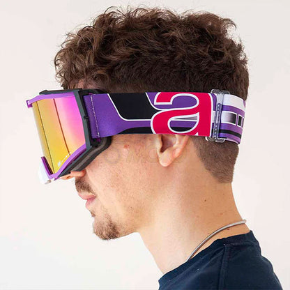 8K【アジアンフィット】トップ ゴーグル パープルミラーシングルレンズ 眼鏡対応 Purple/Purple ariete(アリエテ)