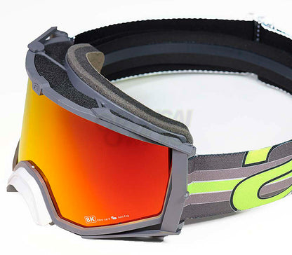 8K【アジアンフィット】トップ ゴーグル レッドミラーシングルレンズ 眼鏡対応 Grey/Black/Yellow ariete(アリエテ)