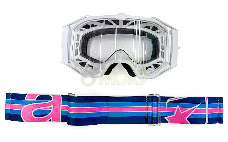 8K【ユーロフィット】ゴーグル シングルクリアレンズ 眼鏡対応 White/Blue/Pink ariete(アリエテ)