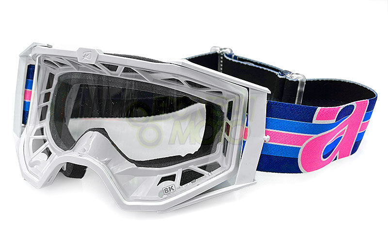 8K【ユーロフィット】ゴーグル シングルクリアレンズ 眼鏡対応 White/Blue/Pink ariete(アリエテ)