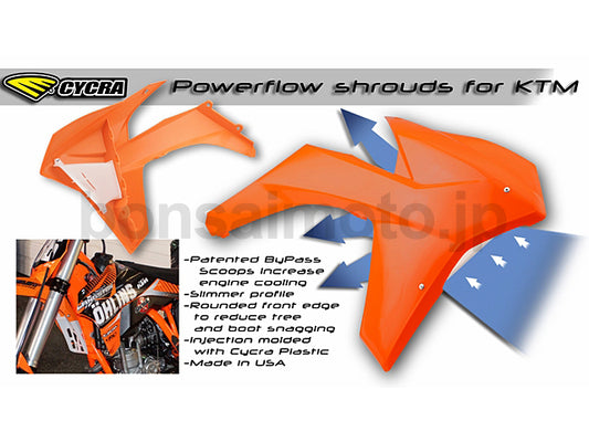 KTM　パワーフロー インテーク ラジエターシュラウド SX(11-12)、XCW/EXC(2012)　CYCRA(サイクラ)