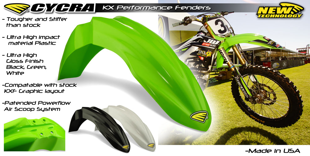 OEMフロントフェンダー KX250F (13-16)、KX450F(12-15)CYCRA(サイクラ) KAWASAKI
