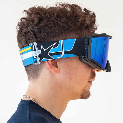 8K【ユーロフィット】ゴーグル ブルーミラーシングルレンズ 眼鏡対応 Black/Blue ariete(アリエテ)