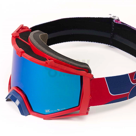 8K【ユーロフィット】ゴーグル ブルーミラーシングルレンズ 眼鏡対応 Red/Blue ariete(アリエテ)