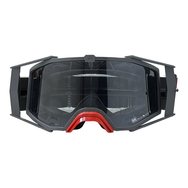 8K【アジアンフィット】トップ ゴーグル ライトスモークミラーシングルレンズ 眼鏡対応 Grey/Black グラデーション ariete(アリエテ)