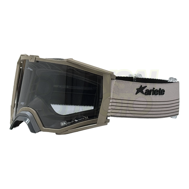 8K【アジアンフィット】ゴーグル クリアシングルレンズ 眼鏡対応 Beige/Beige ストライプ ariete(アリエテ)