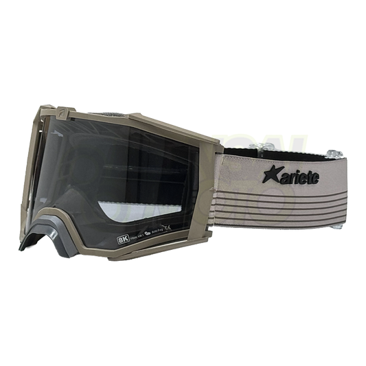 8K【アジアンフィット】ゴーグル クリアシングルレンズ 眼鏡対応 Beige/Beige ストライプ ariete(アリエテ)