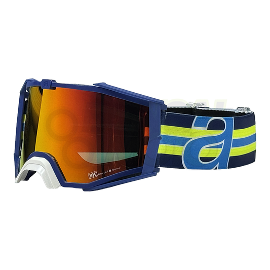 8K【アジアンフィット】トップ ゴーグル レッドミラーシングルレンズ 眼鏡対応 Blue/Yellow ariete(アリエテ)