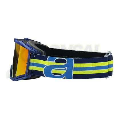 8K【アジアンフィット】トップ ゴーグル レッドミラーシングルレンズ 眼鏡対応 Blue/Yellow ariete(アリエテ)