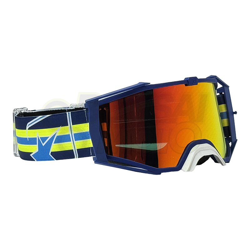 8K【アジアンフィット】トップ ゴーグル レッドミラーシングルレンズ 眼鏡対応 Blue/Yellow ariete(アリエテ)