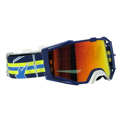 8K【アジアンフィット】トップ ゴーグル レッドミラーシングルレンズ 眼鏡対応 Blue/Yellow ariete(アリエテ)