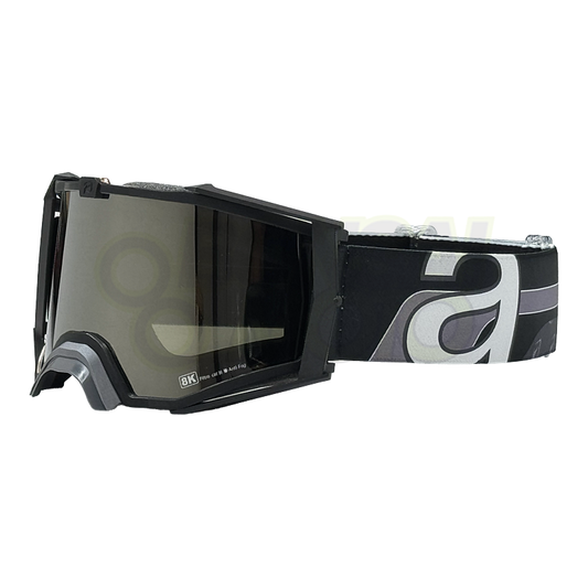 8K【アジアンフィット】トップ ゴーグル シルバークロームミラーシングルレンズ 眼鏡対応 Black/Gray ariete(アリエテ)