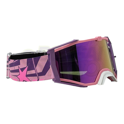 8K【アジアンフィット】トップ ゴーグル パープルミラーシングルレンズ 眼鏡対応 Pink/Pink ariete(アリエテ)