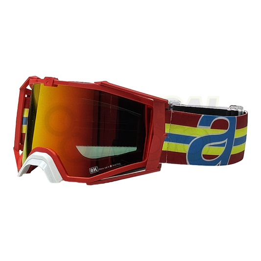 8K【アジアンフィット】トップ ゴーグル レッドミラーシングルレンズ 眼鏡対応 Red/Yellow/Blue ariete(アリエテ)