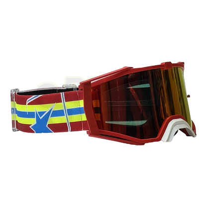 8K【アジアンフィット】トップ ゴーグル レッドミラーシングルレンズ 眼鏡対応 Red/Yellow/Blue ariete(アリエテ)