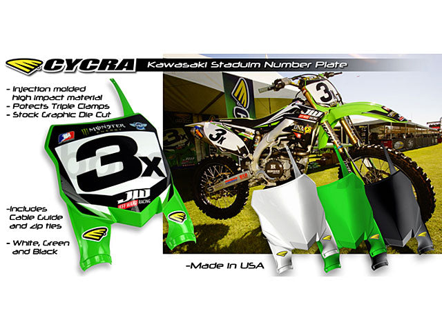 スタジアムナンバープレート KXF250 (13-16)、KX450F（12-15）　CYCRA(サイクラ) KAWASAKI